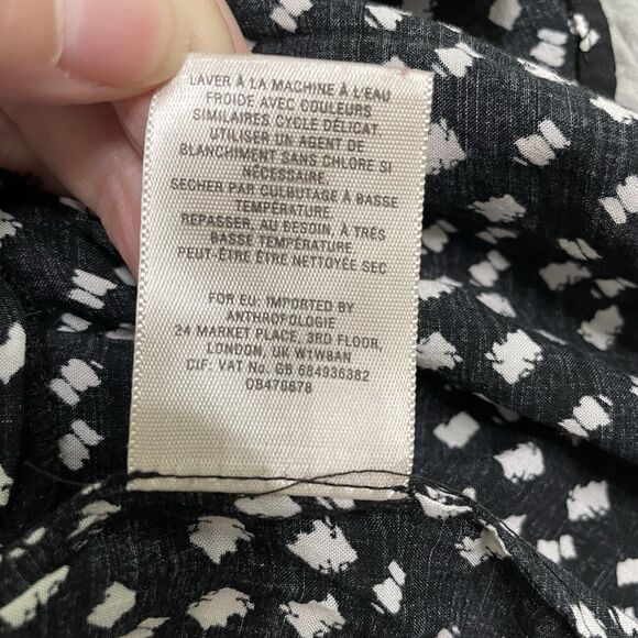 MAEVE White Black Polka Dot Peplum 3/4 Sleeve Blouse Womens Small - Picture 5 of 9